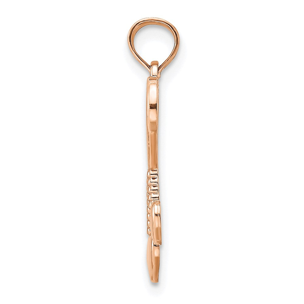 Million Charms 14K Rose Gold Themed Polished Tassle Hearts Pendant