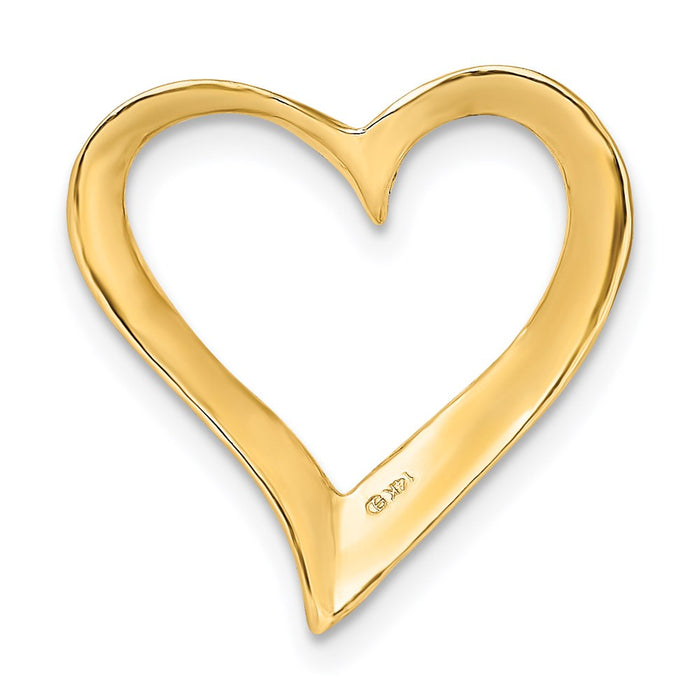 Million Charms 14K Yellow Gold Themed 2-D Large Floating Heart Slide