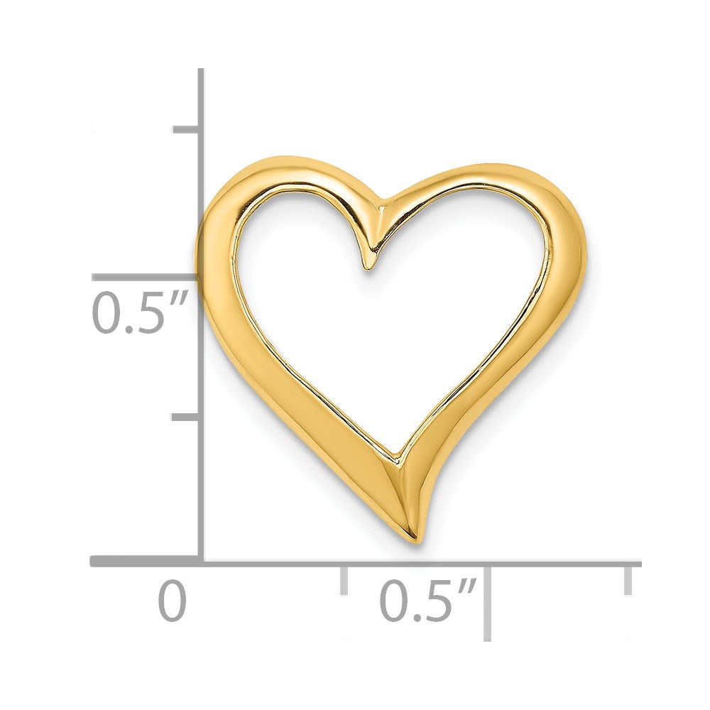 Million Charms 14K Yellow Gold Themed 2-D Large Floating Heart Slide