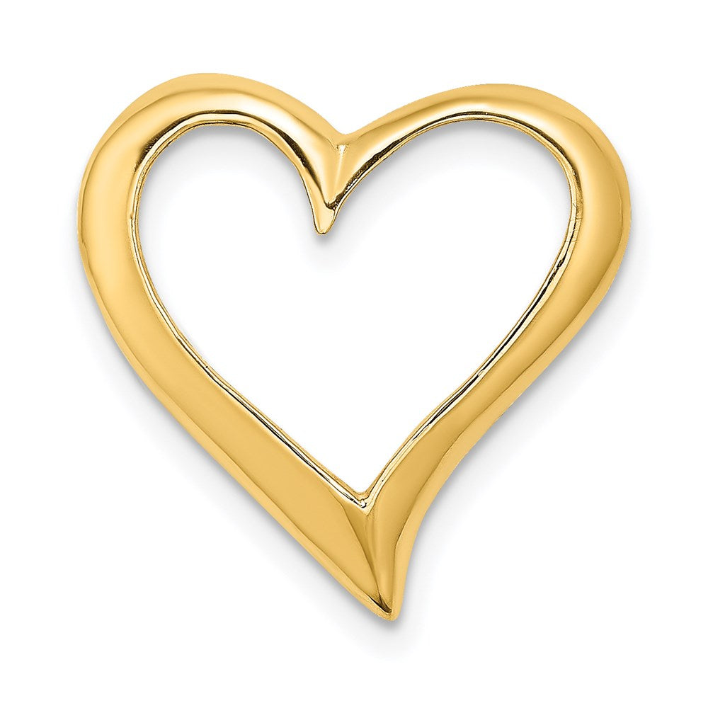 Million Charms 14K Yellow Gold Themed 2-D Large Floating Heart Slide