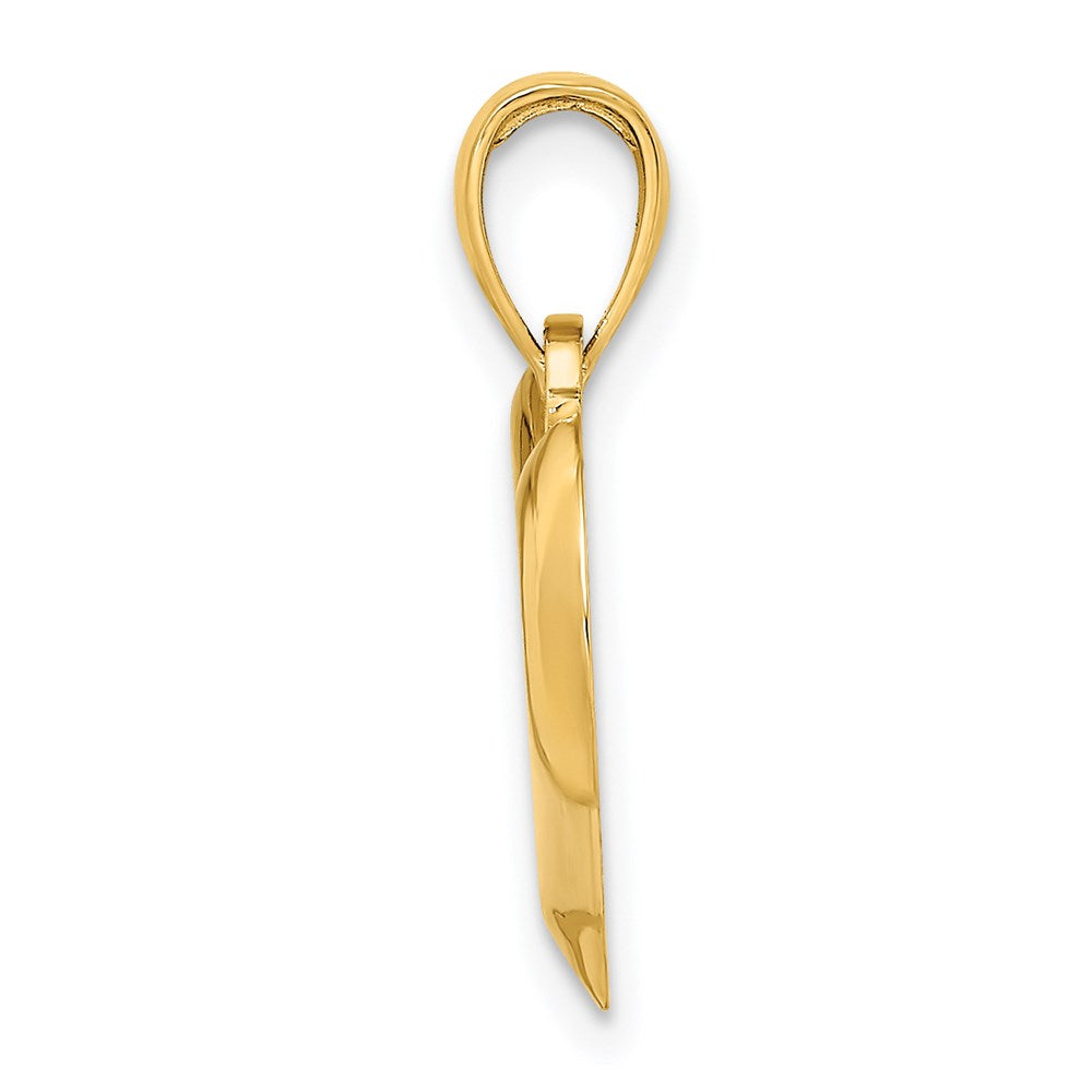 Million Charms 14K Yellow Gold Themed 2-D & Polished Teardrop Heart Charm
