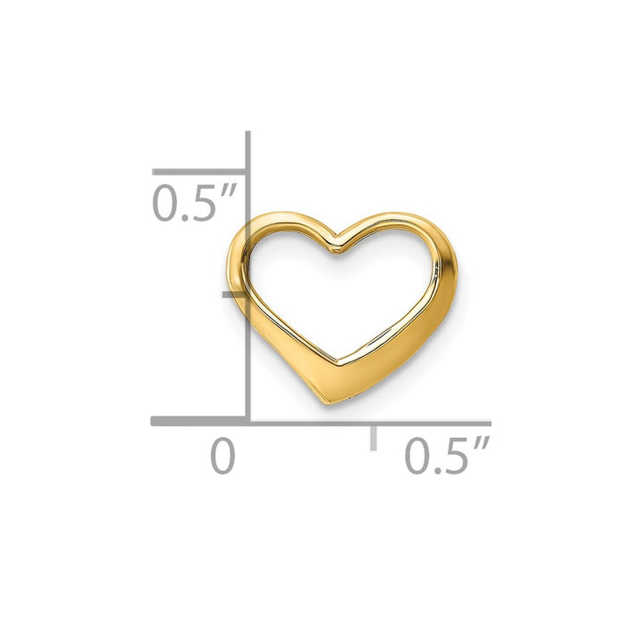 Million Charms 14K Yellow Gold Themed 2-D Floating Heart Charm