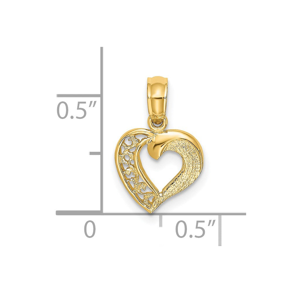 Million Charms 14K Yellow Gold Themed Open Mini Heart Charm