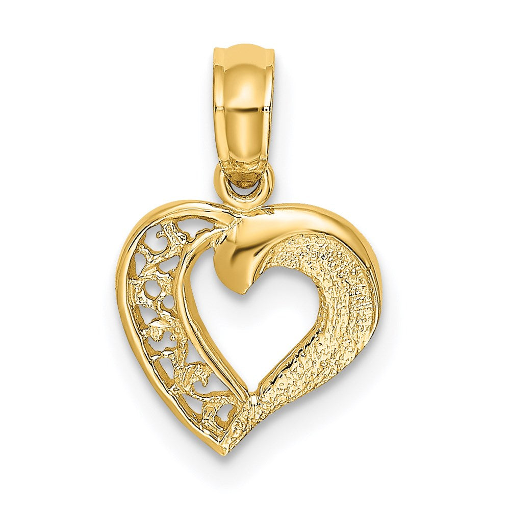 Million Charms 14K Yellow Gold Themed Open Mini Heart Charm