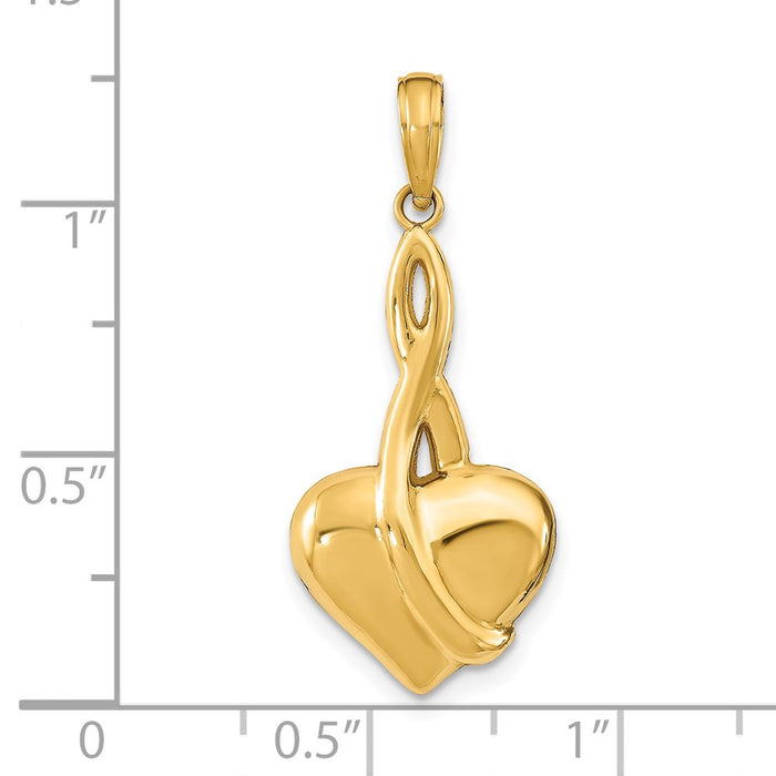 Million Charms 14K Yellow Gold Themed Polished Drop Heart Charm