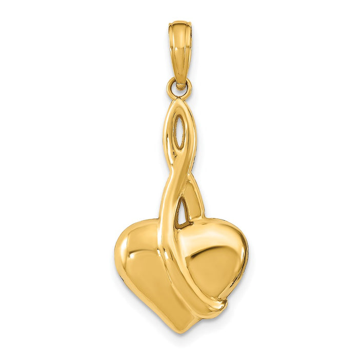 Million Charms 14K Yellow Gold Themed Polished Drop Heart Charm
