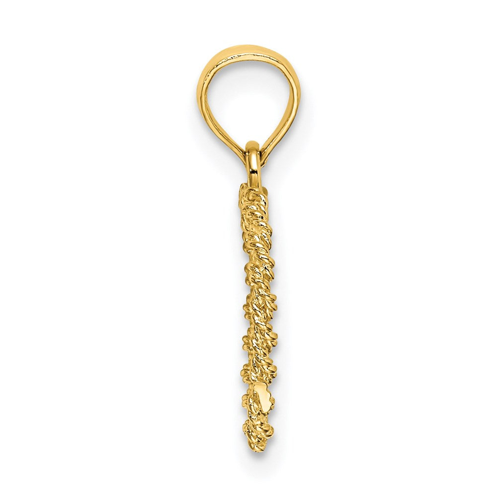 Million Charms 14K Yellow Gold Themed 3-D Rope Heart Charm
