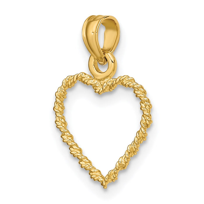 Million Charms 14K Yellow Gold Themed 3-D Rope Heart Charm