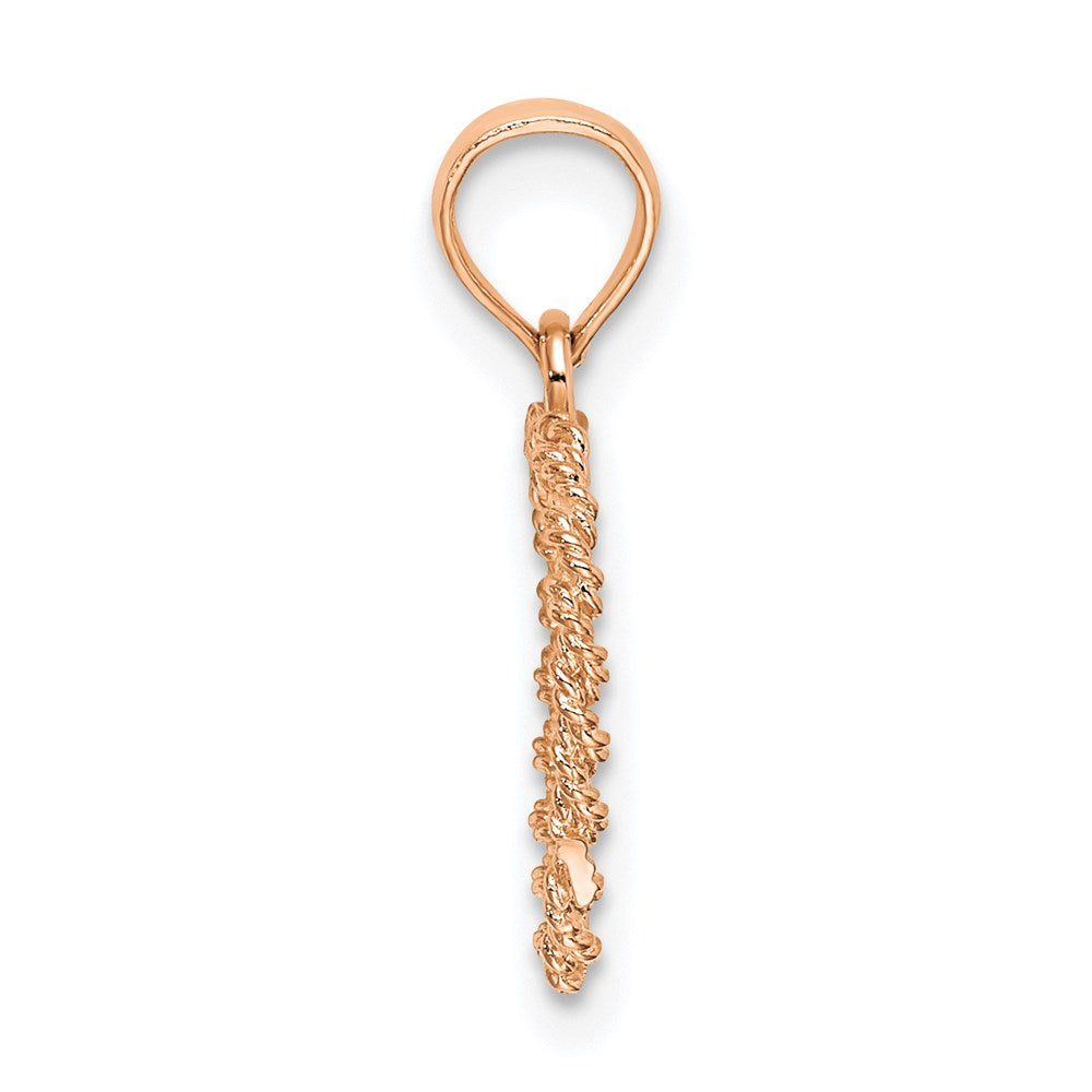 Million Charms 14K Rose Gold Themed Polished Rope Trim Heart Pendant