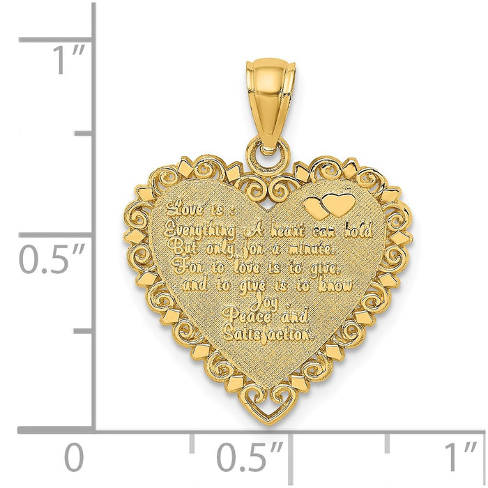 Million Charms 14K Yellow Gold Themed Love Is...Heart Charm