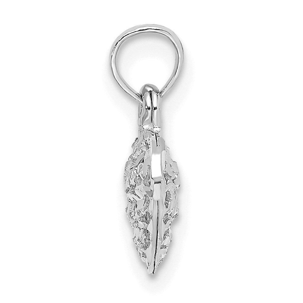 Million Charms 14K White Gold Themed 3-D & Diamond-Cut Mini Puffed Heart Charm