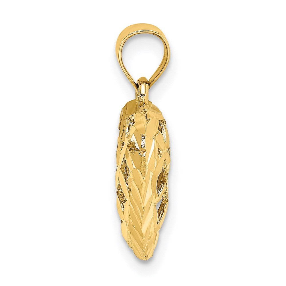 Million Charms 14K Yellow Gold Themed 3-D & Diamond-Cut Puffed Heart Charm