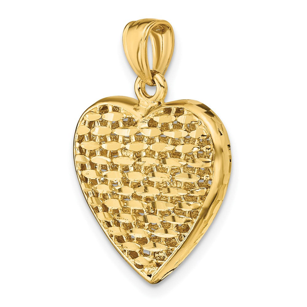 Million Charms 14K Yellow Gold Themed 3-D & Diamond-Cut Puffed Heart Charm