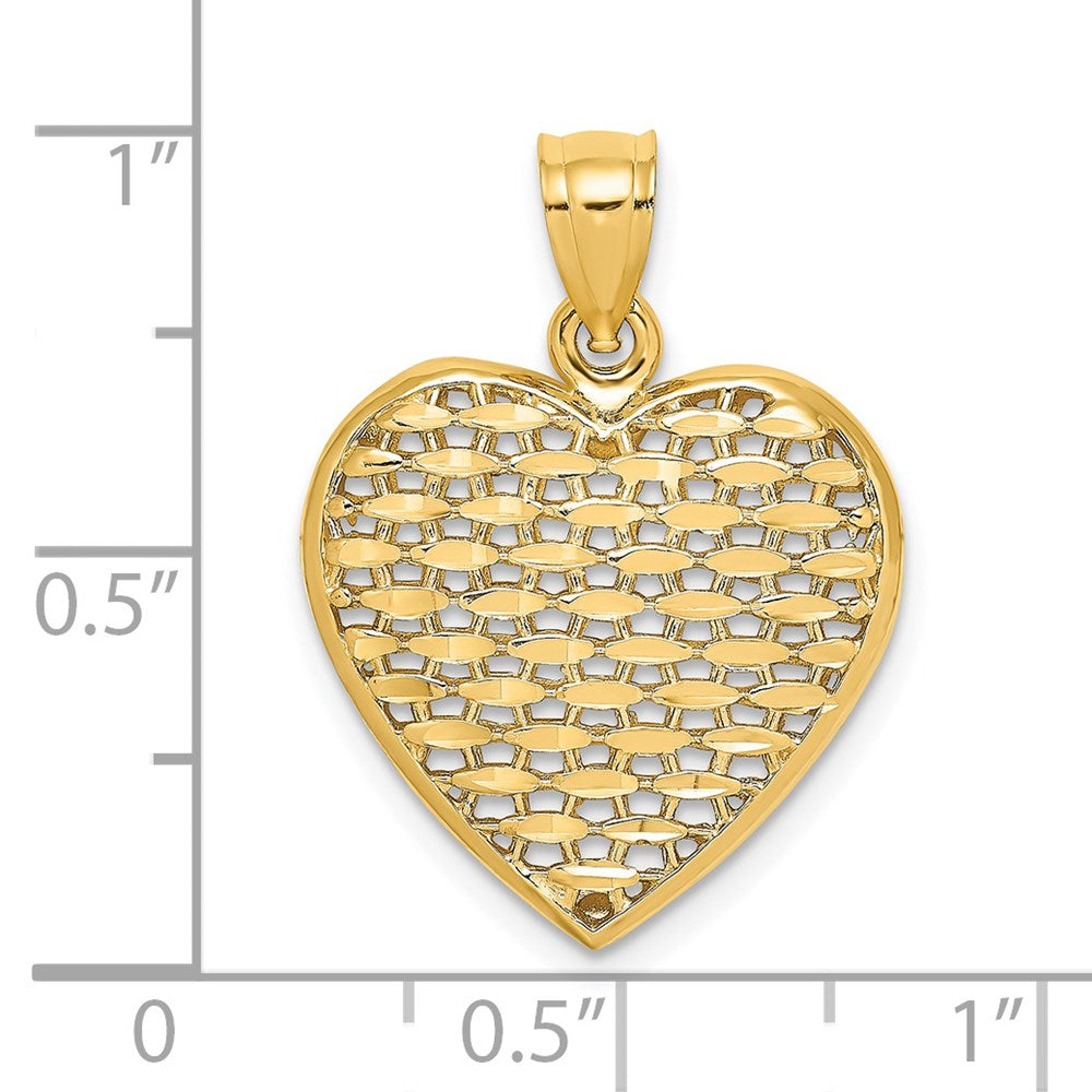 Million Charms 14K Yellow Gold Themed 3-D & Diamond-Cut Puffed Heart Charm