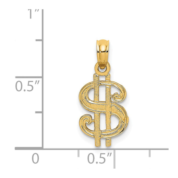 Million Charms 14K Yellow Gold Themed Dollar Sign Charm