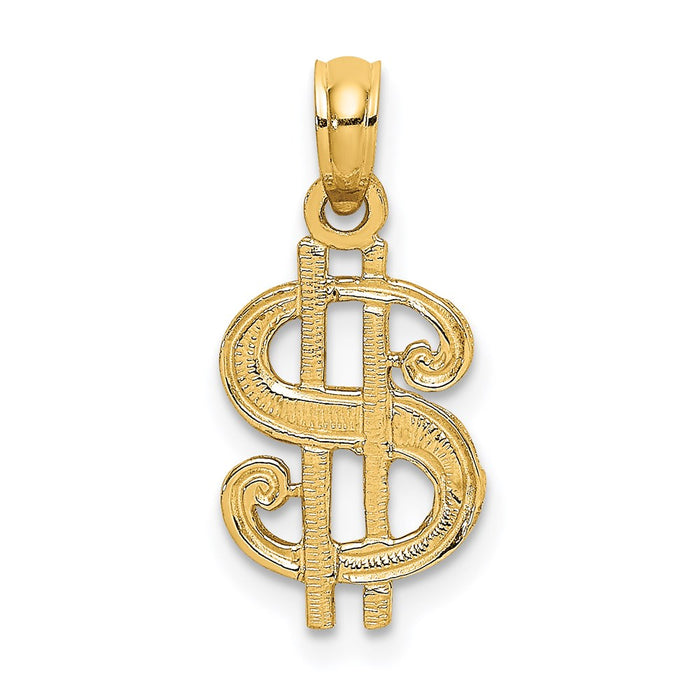 Million Charms 14K Yellow Gold Themed Dollar Sign Charm