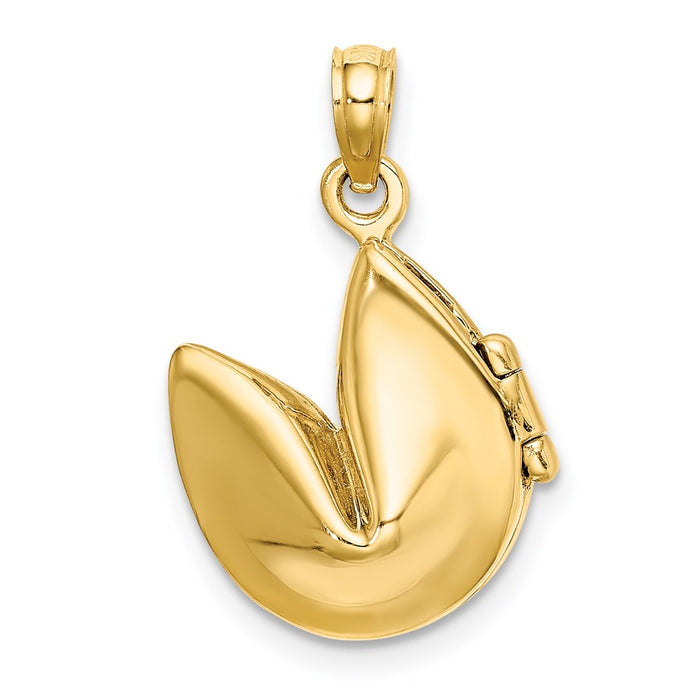 Million Charms 14K Yellow Gold Themed 3-D Moveable Fortune Cookie Charm