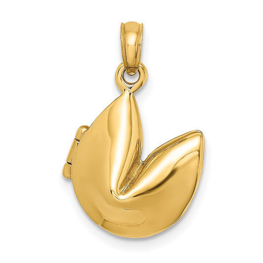 Million Charms 14K Yellow Gold Themed 3-D Moveable Fortune Cookie Charm