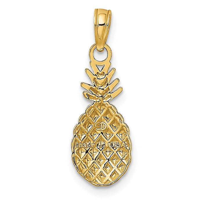 Million Charms 14K Yellow Gold Themed 2-D & Textured Pineapple Charm