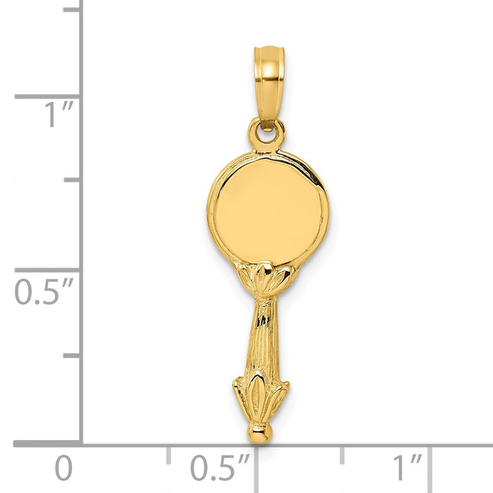 Million Charms 14K Yellow Gold Themed 3-D Hand Mirror Charm