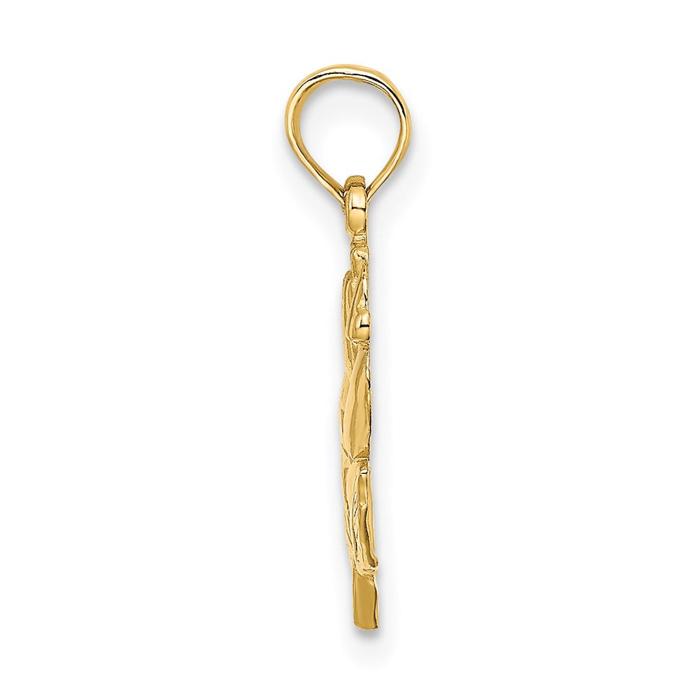 Million Charms 14K Yellow Gold Themed 2-D Polished Rose Charm