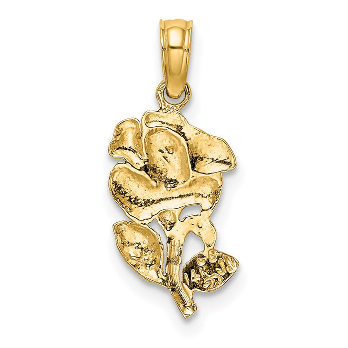 Million Charms 14K Yellow Gold Themed 2-D Polished Rose Charm