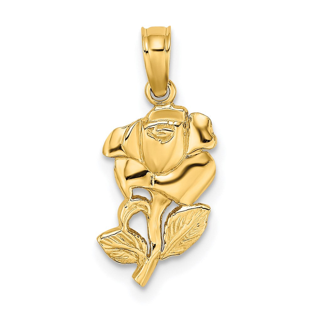 Million Charms 14K Yellow Gold Themed 2-D Polished Rose Charm