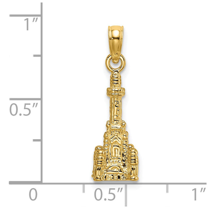 Million Charms 14K Yellow Gold Themed 3-D Chicago Water Tower Charm