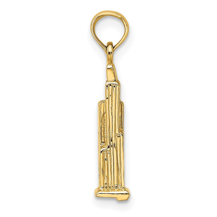 Million Charms 14K Yellow Gold Themed 3-D Sear'S Tower (Chicago) Charm