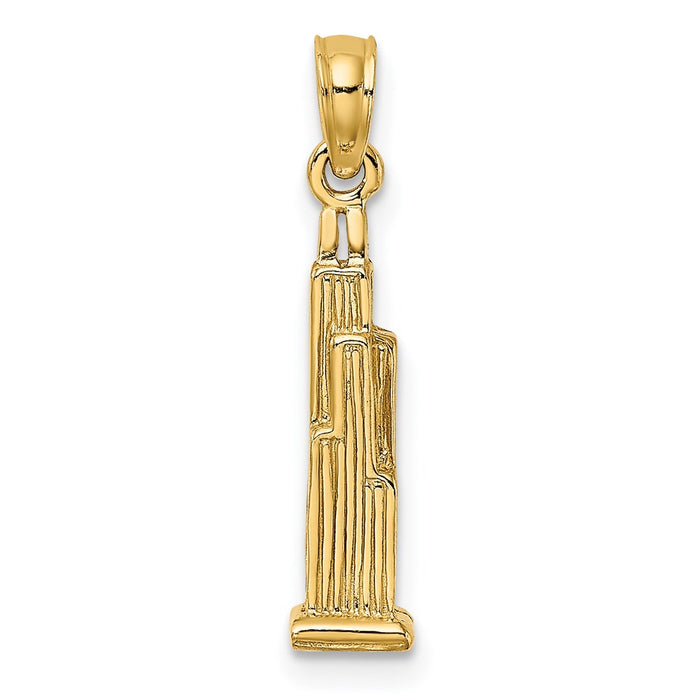 Million Charms 14K Yellow Gold Themed 3-D Sear'S Tower (Chicago) Charm