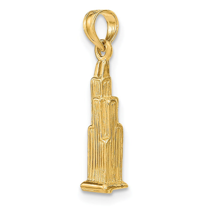 Million Charms 14K Yellow Gold Themed 3-D Sear'S Tower (Chicago) Charm