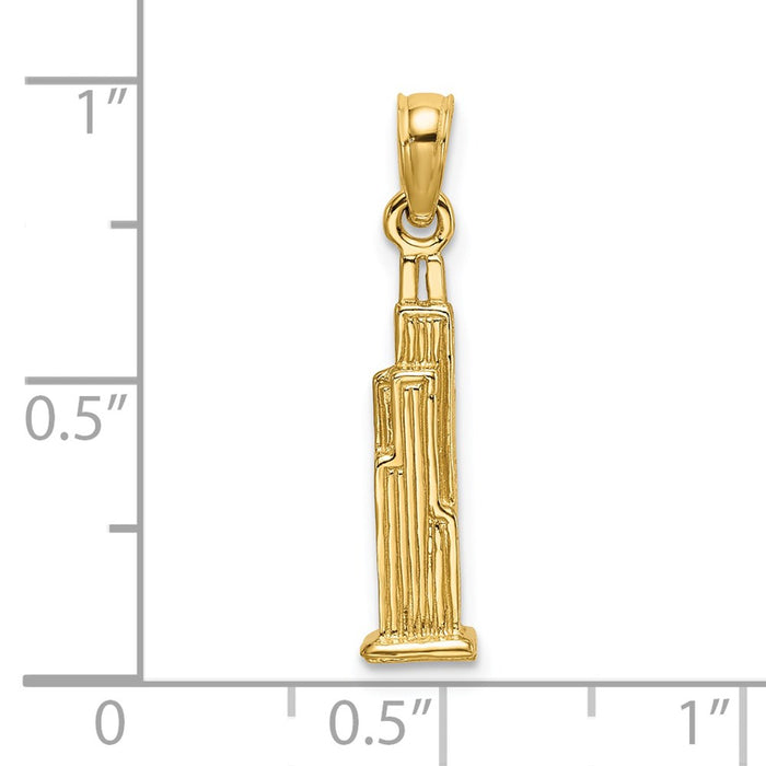 Million Charms 14K Yellow Gold Themed 3-D Sear'S Tower (Chicago) Charm