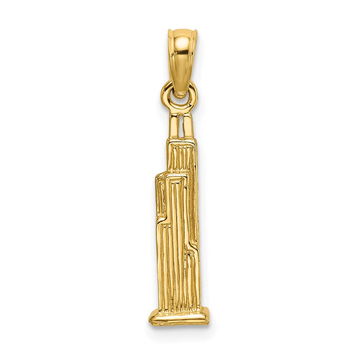 Million Charms 14K Yellow Gold Themed 3-D Sear'S Tower (Chicago) Charm