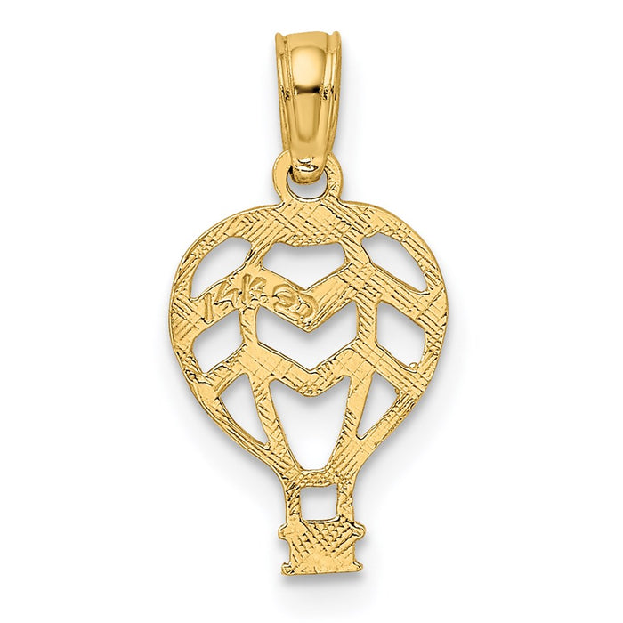 Million Charms 14K Yellow Gold Themed Cut-Out & Flat Hot Air Balloon Charm
