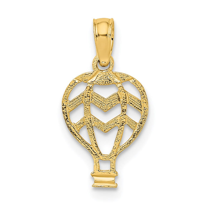 Million Charms 14K Yellow Gold Themed Cut-Out & Flat Hot Air Balloon Charm