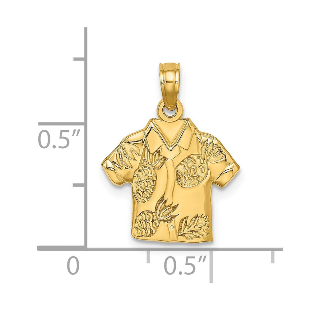 Million Charms 14K Yellow Gold Themed Polished Hawaiian Pineapple Style Shirt Charm
