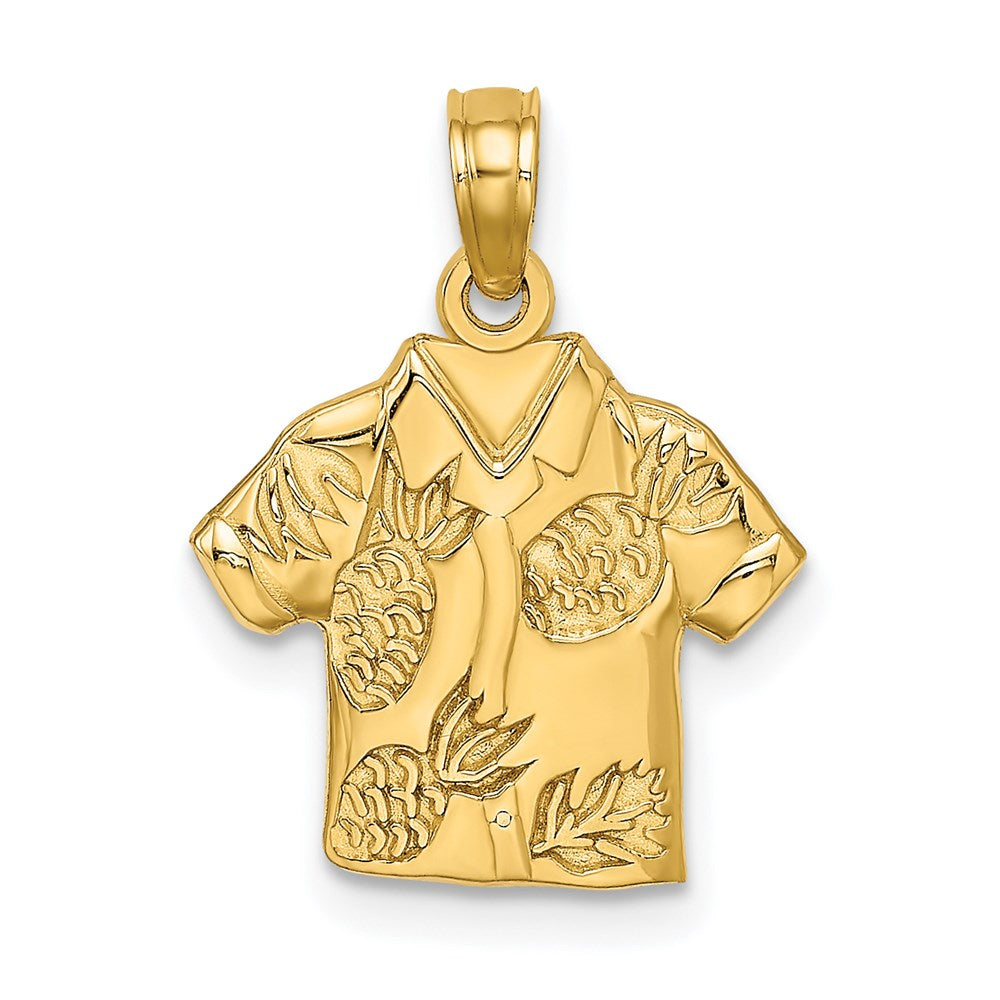 Million Charms 14K Yellow Gold Themed Polished Hawaiian Pineapple Style Shirt Charm