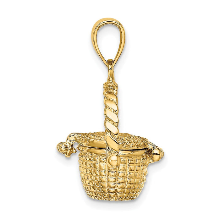 Million Charms 14K Yellow Gold Themed 3-D Moveable Nantucket Basket Charm