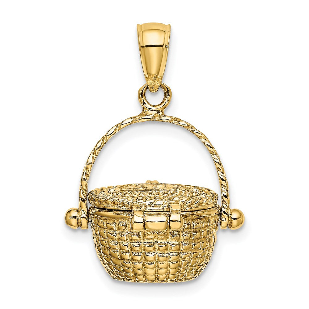 Million Charms 14K Yellow Gold Themed 3-D Moveable Nantucket Basket Charm