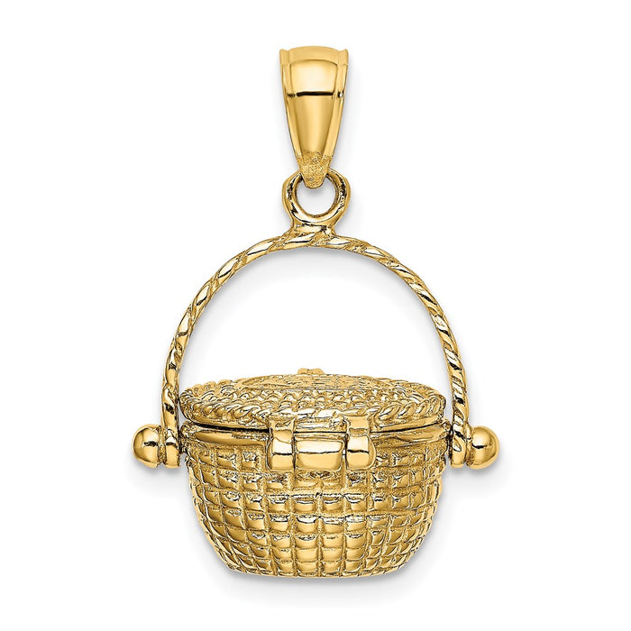 Million Charms 14K Yellow Gold Themed 3-D Moveable Nantucket Basket Charm