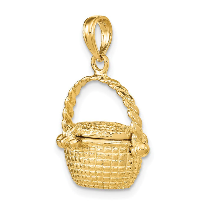 Million Charms 14K Yellow Gold Themed 3-D Moveable Nantucket Basket Charm