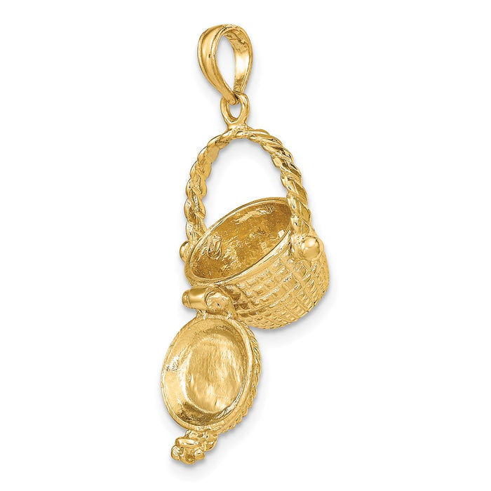 Million Charms 14K Yellow Gold Themed 3-D Moveable Nantucket Basket Charm