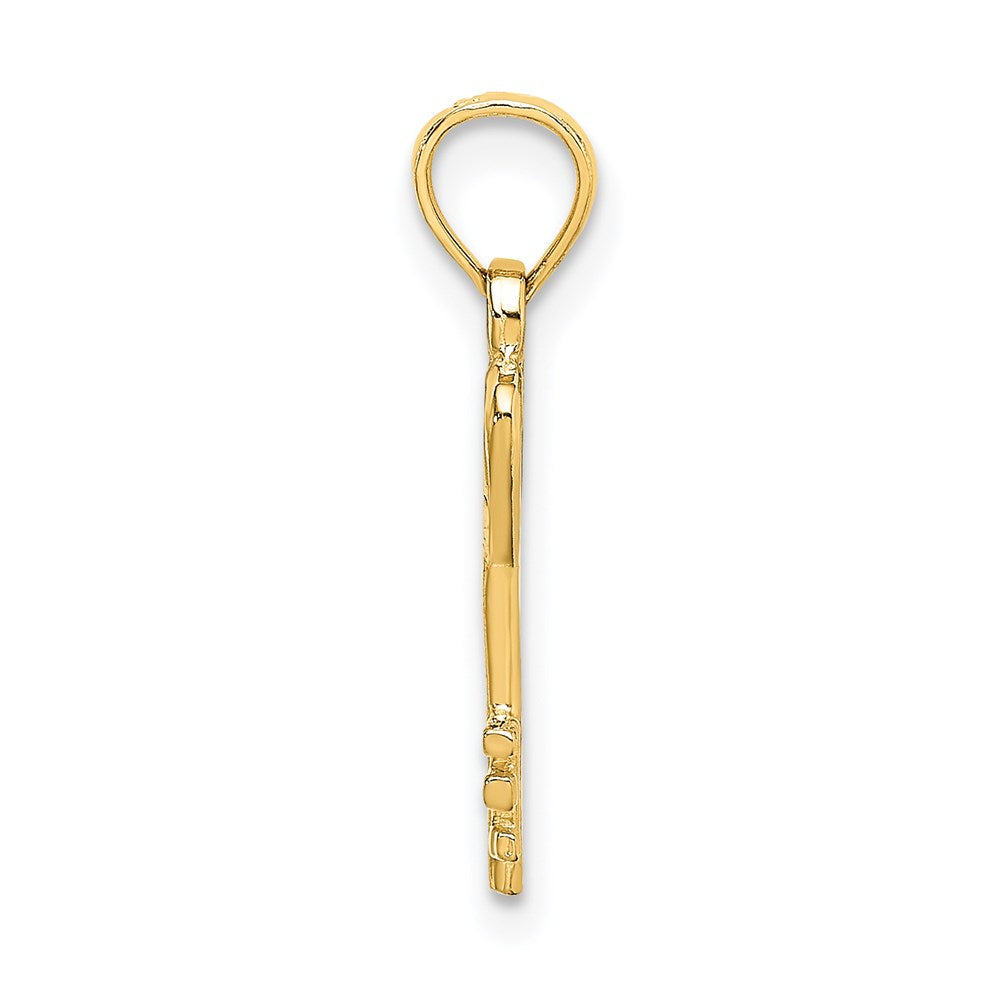 Million Charms 14K Yellow Gold Themed Key With Heart Charm