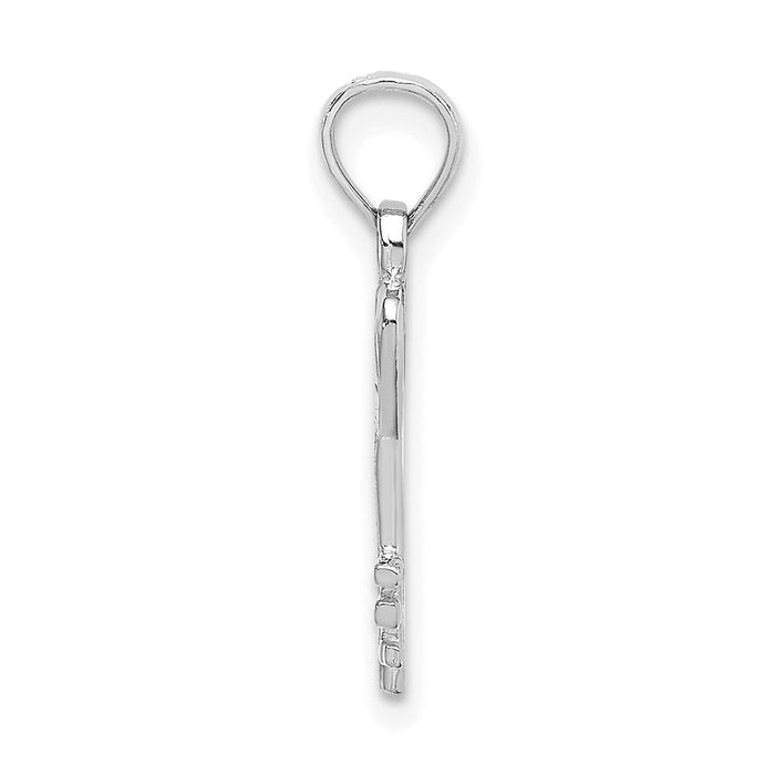 Million Charms 14K White Gold Themed Key With Heart Pendant