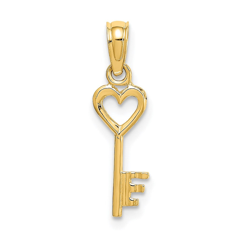 Million Charms 14K Yellow Gold Themed Key With Heart Charm