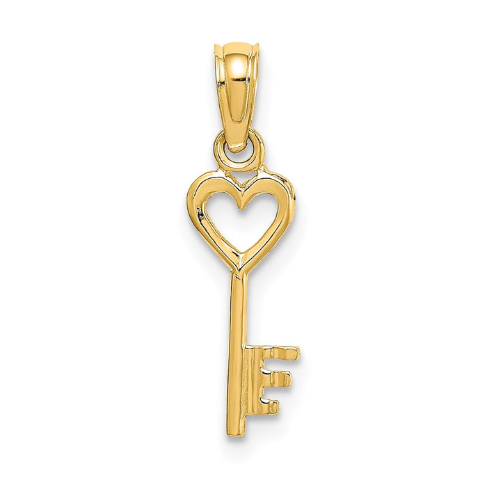 Million Charms 14K Yellow Gold Themed Key With Heart Charm