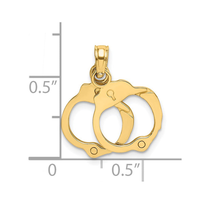 Million Charms 14K Yellow Gold Themed Moveable Handcuffs Charm