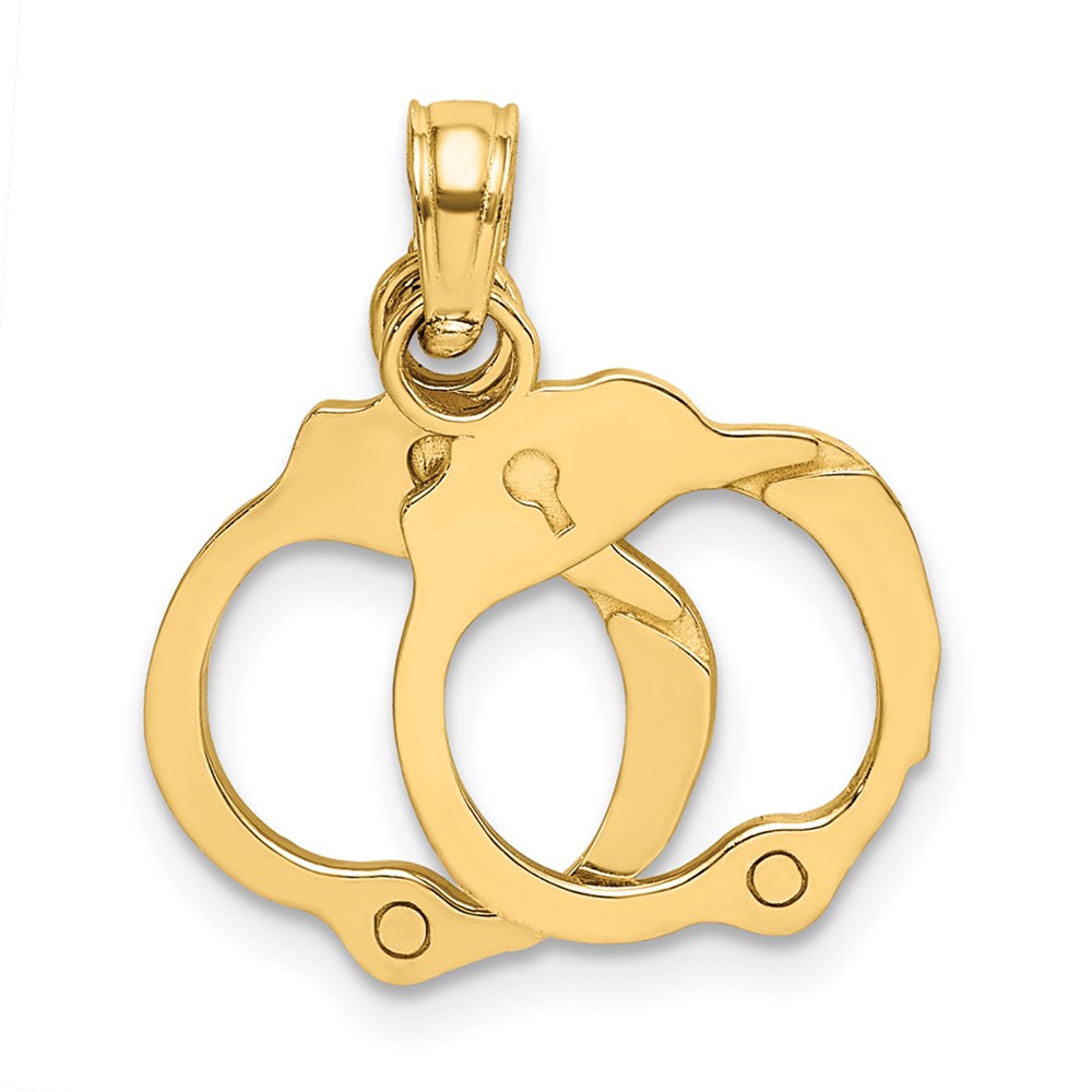 Million Charms 14K Yellow Gold Themed Moveable Handcuffs Charm