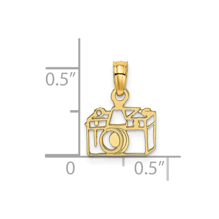 Million Charms 14K Yellow Gold Themed Flat Cut-Out Camera Charm