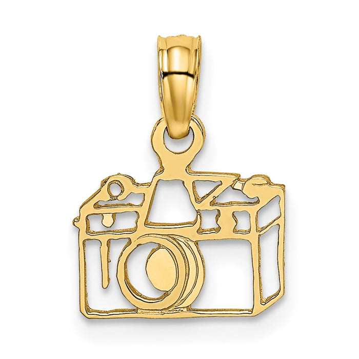 Million Charms 14K Yellow Gold Themed Flat Cut-Out Camera Charm